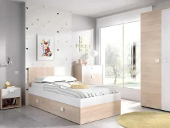 Set Van 2 Nachtkastjes Met 1 Lade En 1 Nis - Sonia - Materiaal: Naturel En Wit - Sonia
