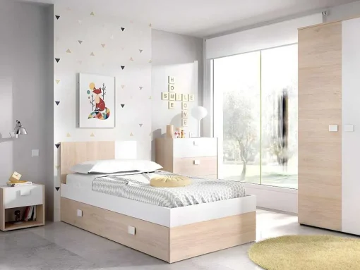 Set Van 2 Nachtkastjes Met 1 Lade En 1 Nis - Sonia - Materiaal: Naturel En Wit - Sonia
