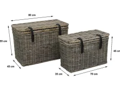 Set Van 2 Opbergkoffers Van Kubu Nefta - L80 X D45 X H55 Cm En L70 X D35 X H45 Cm - Natuurlijk Grijs