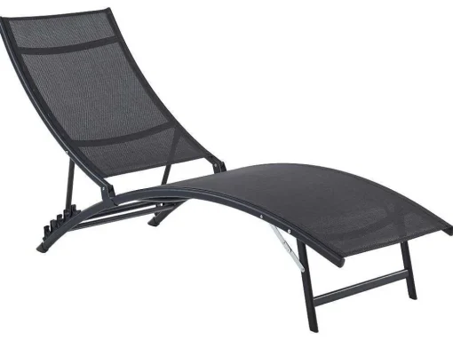 Set Van 2 Opstapelbare Ligstoelen Van Aluminium En Textileen - Zwart - Zensia