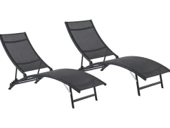 Set Van 2 Opstapelbare Ligstoelen Van Aluminium En Textileen - Zwart - Zensia