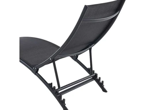 Set Van 2 Opstapelbare Ligstoelen Van Aluminium En Textileen - Zwart - Zensia