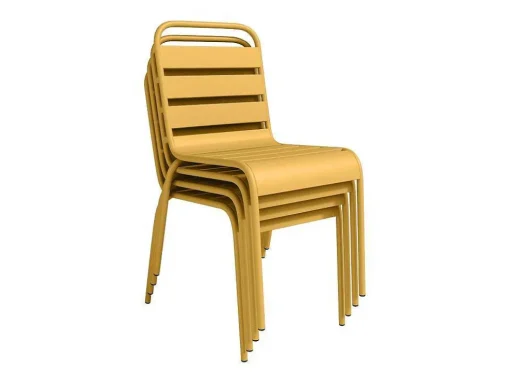 Set Van 2 Opstapelbare Tuinstoelen Van Metaal - Mosterdgeel - Mirmande Van Mylia