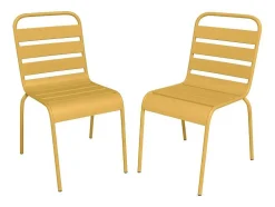 Set Van 2 Opstapelbare Tuinstoelen Van Metaal - Mosterdgeel - Mirmande Van Mylia