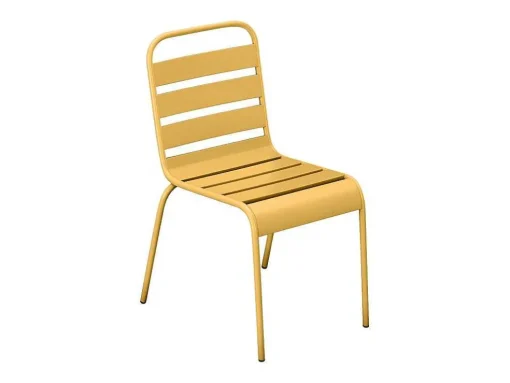 Set Van 2 Opstapelbare Tuinstoelen Van Metaal - Mosterdgeel - Mirmande Van Mylia