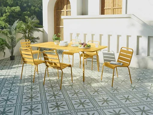 Set Van 2 Opstapelbare Tuinstoelen Van Metaal - Mosterdgeel - Mirmande Van Mylia