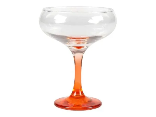 Set Van 6 Oranje Cocktailglazen Op Voet 32 Cl - D. 6.5 X H. 20 Cm - Coraly