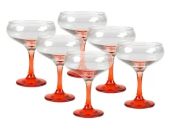 Set Van 6 Oranje Cocktailglazen Op Voet 32 Cl - D. 6.5 X H. 20 Cm - Coraly
