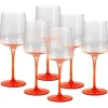 Set Van 6 Oranje Wijnglazen Op Voet 27 Cl - D. 9,5 X H.13Cm - Coraly