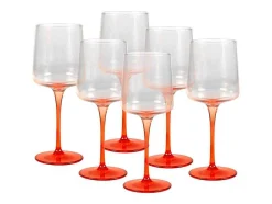 Set Van 6 Oranje Wijnglazen Op Voet 27 Cl - D. 9,5 X H.13Cm - Coraly