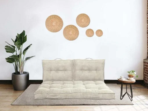 Set Van 2 Palletkussens Van Ribfluweel - L60 X D40 Cm - Beige - Baila