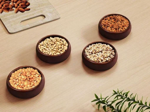 Set Van 4 Schaaltjes - D13 X H4 Cm - Mangohout - Naturel - Valisa