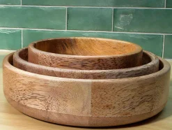 Set Van 3 Schaaltjes Van Mangohout - D17, 15 Et 12 Cm - Naturel - Valisa