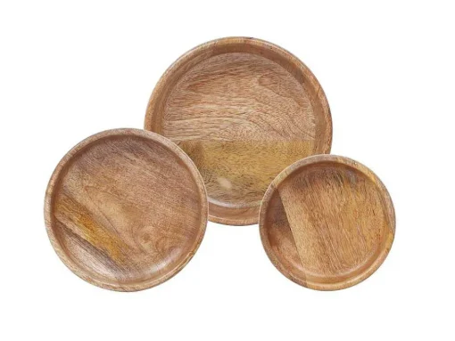Set Van 3 Schaaltjes Van Mangohout - D17, 15 Et 12 Cm - Naturel - Valisa