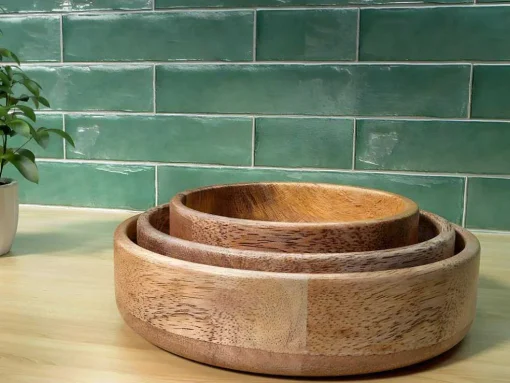 Set Van 3 Schaaltjes Van Mangohout - D17, 15 Et 12 Cm - Naturel - Valisa