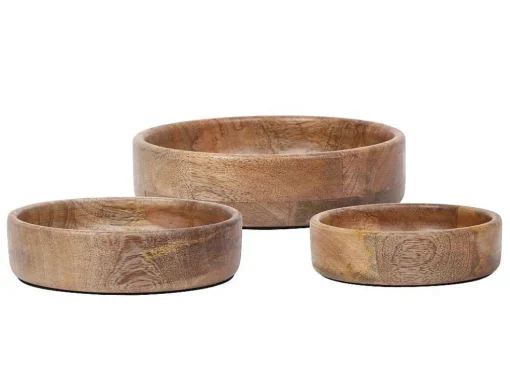 Set Van 3 Schaaltjes Van Mangohout - D17, 15 Et 12 Cm - Naturel - Valisa