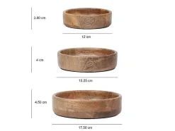 Set Van 3 Schaaltjes Van Mangohout - D17, 15 Et 12 Cm - Naturel - Valisa