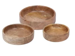 Set Van 3 Schaaltjes Van Mangohout - D17, 15 Et 12 Cm - Naturel - Valisa