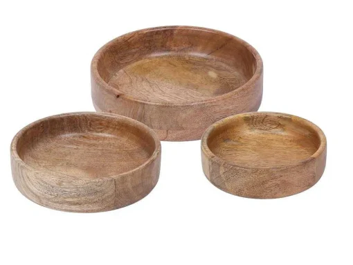 Set Van 3 Schaaltjes Van Mangohout - D17, 15 Et 12 Cm - Naturel - Valisa