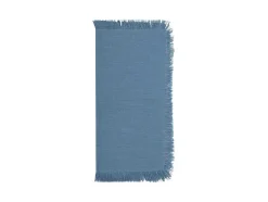 Set Van 4 Servetten Met Franje - Katoen - 45 X 45 Cm - Marineblauw - Pola