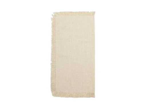 Set Van 4 Servetten Met Franje - Katoen - 45 X 45 Cm - Beige - Pola
