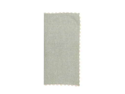 Set Van 4 Servetten Van Katoen - 45 X 45 Cm - Groen - Beige Rand - Loania