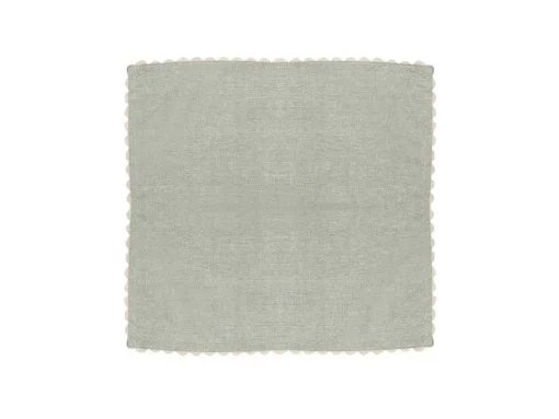 Set Van 4 Servetten Van Katoen - 45 X 45 Cm - Groen - Beige Rand - Loania