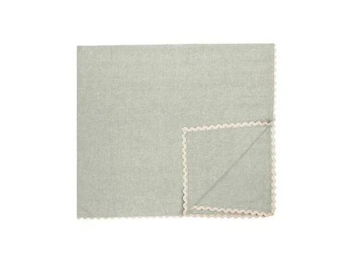 Set Van 4 Servetten Van Katoen - 45 X 45 Cm - Groen - Beige Rand - Loania