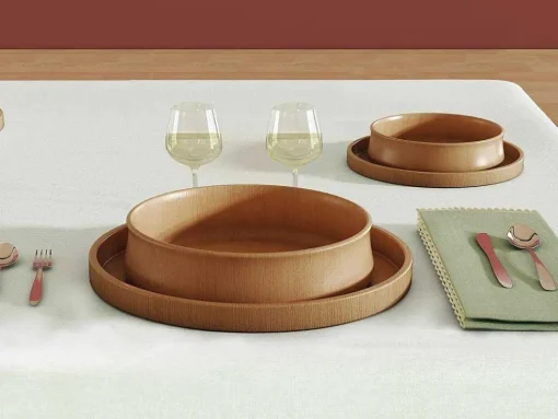Set Van 4 Servetten Van Katoen - 45 X 45 Cm - Groen - Beige Rand - Loania