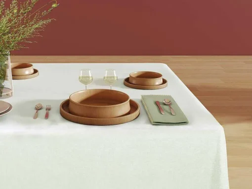 Set Van 4 Servetten Van Katoen - 45 X 45 Cm - Groen - Beige Rand - Loania