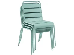 Set Van 2 Stapelbare Metalen Tuinstoelen Mirmande - Amandelgroen