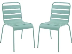 Set Van 2 Stapelbare Metalen Tuinstoelen Mirmande - Amandelgroen