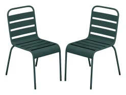 Set Van 2 Stapelbare Metalen Tuinstoelen - Dennengroen - Mirmande Van Mylia