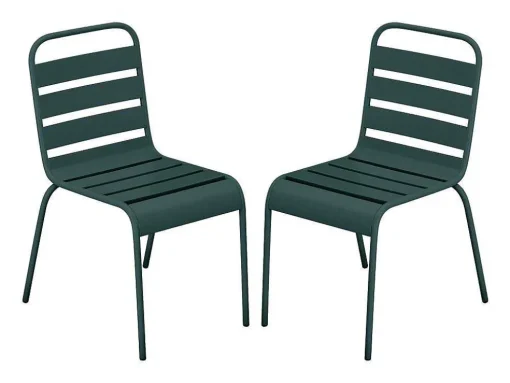 Set Van 2 Stapelbare Metalen Tuinstoelen - Dennengroen - Mirmande Van Mylia