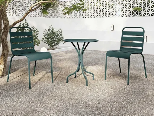 Set Van 2 Stapelbare Metalen Tuinstoelen - Dennengroen - Mirmande Van Mylia