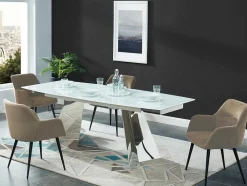 Set Van 2 Stoelen Heka - Met Armleuningen - Stof En Metaal - Beige