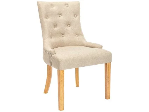 Set Van 2 Stoelen Jolia - Stof En Houten Poten - Beige