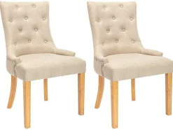 Set Van 2 Stoelen Jolia - Stof En Houten Poten - Beige