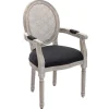 Set Van 2 Stoelen Met Armleuningen - Riet, Stof En Heveahout - Zwart - Antoinette