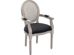 Set Van 2 Stoelen Met Armleuningen - Riet, Stof En Heveahout - Zwart - Antoinette
