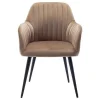 Set Van 2 Stoelen Met Armleuningen Eleana - Fluweel En Zwart Metaal - Beige