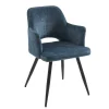 Set Van 2 Stoelen Met Armleuningen Van Stof En Zwart Metaal - Blauw - Kadija