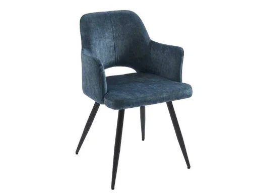 Set Van 2 Stoelen Met Armleuningen Van Stof En Zwart Metaal - Blauw - Kadija