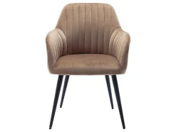Set Van 2 Stoelen Met Armleuningen Eleana - Fluweel En Zwart Metaal - Beige