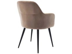 Set Van 2 Stoelen Met Armleuningen Eleana - Fluweel En Zwart Metaal - Beige