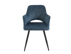 Set Van 2 Stoelen Met Armleuningen Van Stof En Zwart Metaal - Blauw - Kadija