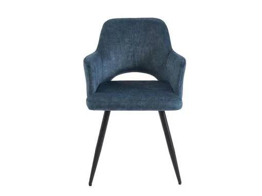 Set Van 2 Stoelen Met Armleuningen Van Stof En Zwart Metaal - Blauw - Kadija