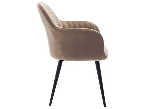 Set Van 2 Stoelen Met Armleuningen Eleana - Fluweel En Zwart Metaal - Beige