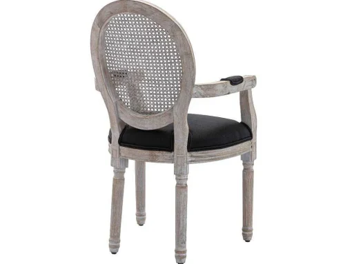 Set Van 2 Stoelen Met Armleuningen - Riet, Stof En Heveahout - Zwart - Antoinette