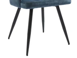 Set Van 2 Stoelen Met Armleuningen Van Stof En Zwart Metaal - Blauw - Kadija